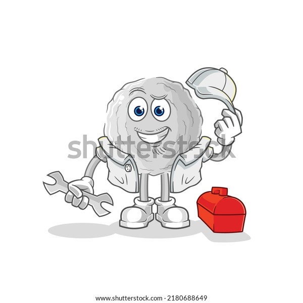 the rock\
mechanic cartoon. cartoon mascot\
vector