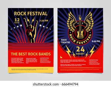 Rock, metal, punk music festival poster, flyer - template vector design