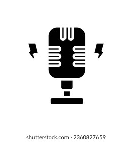 Ilustración de vectores de iconos llenos de micrófono de rock