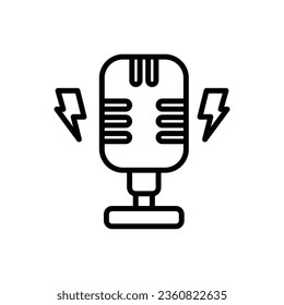 Rock Microphone Outline Icon Vector Illustration