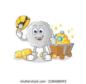 the rock miner with gold character. cartoon mascot vector