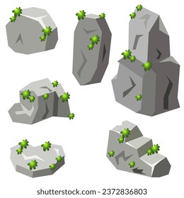 Rock with Moss and Vector Illustration