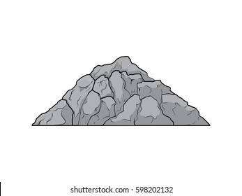 Rock mountain, bunch of stones vector flat  illustration