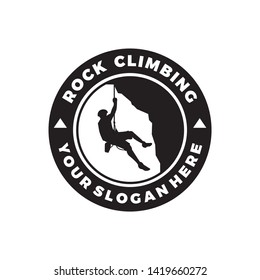 Rock mountain climbing logo template vector illustration