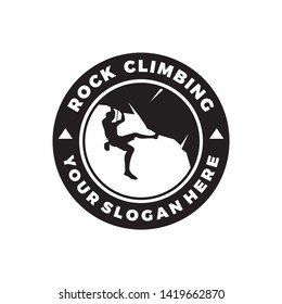 Rock Mountain Climbing Logo Template Vector Illustration