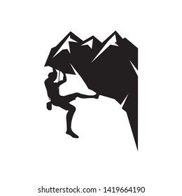 Rock mountain climbing logo template vector illustration