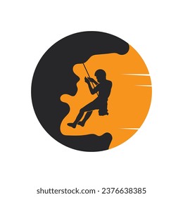 Rock mountain climbing logo template vector illustration