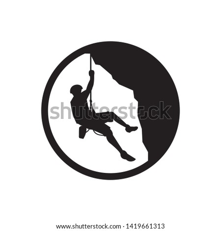 Rock mountain climbing logo template vector illustration