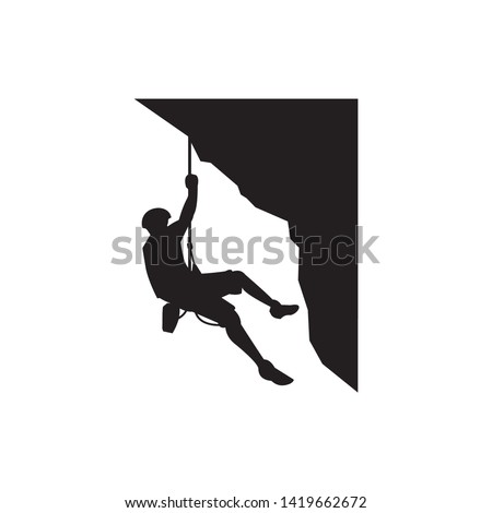 Rock mountain climbing logo template vector illustration