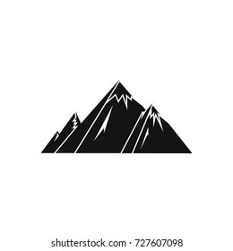 Rock mountain icon. Black simple silhouette illustration of mountain vector icon for web isolated on white background