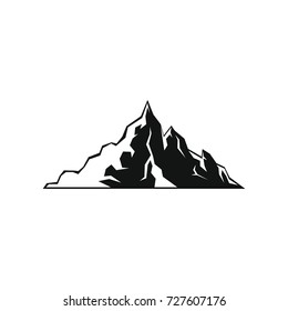 Rock mountain icon. Black simple silhouette illustration of mountain vector icon for web isolated on white background