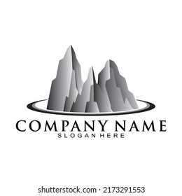 Logo del vector de ilustración de la montaña de roca
