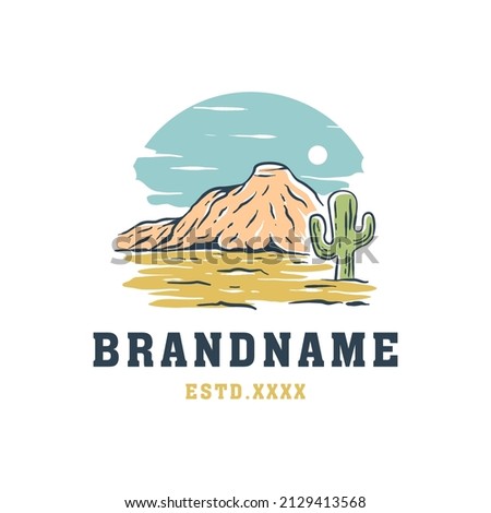 Rock mountain landscape logo design vector illustration