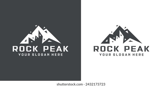 rock mountain logo design, rock peak