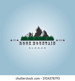 Rock mountain logo design template. vintage mountain logo. rock mountain design label stamp	

