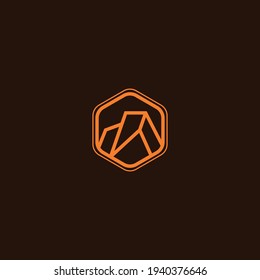 logo de la montaña rock con una forma minimalista y sencilla.