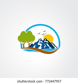 rock mountain logo vector for business