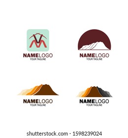 rock mountain set logo. rock hill logo. can be used for mining company logos, oil drilling companies, and others. vector