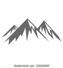 Rock mountain  silhouette vector illustration isolated on white background