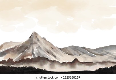 rock mountain watercolour landscape, vector background