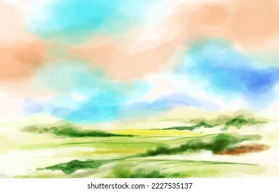 rock mountain watercolour landscape, vector background