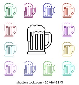 Rock, mug, beer, foam multi color style icon. Simple glyph, flat vector of rock and roll icons for ui and ux, website or mobile application