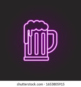 rock, mug, beer, foam neon style icon. Simple thin line, outline vector of rock and roll icons for ui and ux, website or mobile application