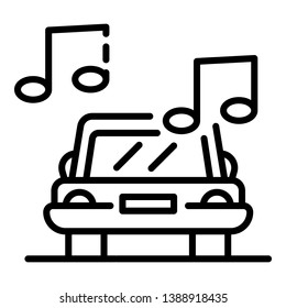 Rock music in the car icon. Outline rock music in the car vector icon for web design isolated on white background