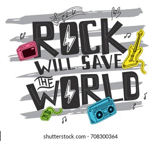 Rock Music Concept Kid T-shirt Design