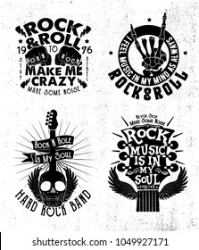 rock music concept print design set as vector