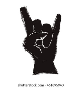Rock music concept represented by hand gesture icon. Isolated and flat illustration