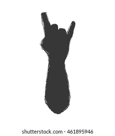 Rock music concept represented by hand gesture icon. Isolated and flat illustration