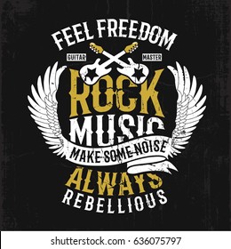 rock music concept vector design with type for tee print