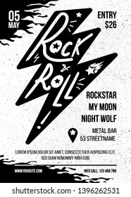 Rock music concert flat brochure vector template