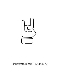 rock music emoji, finger gesture line art vector icon for apps and websites 