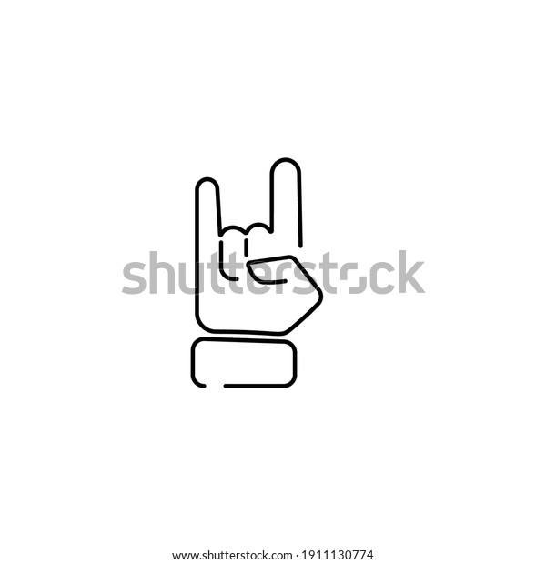 Rock Music Emoji Finger Gesture Line Stock Vector (Royalty Free ...