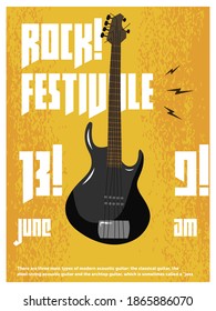 Rock music festival flyer. music instrument sketches