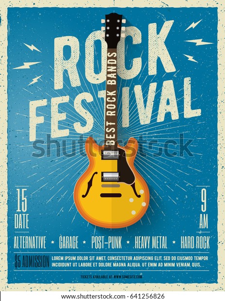 Rock music\
festival flyer. Vector\
illustration.