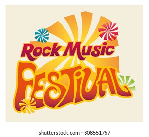 Rock Music Festival Logo. Retro Style Vector Design. 