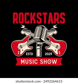 Rock music festival logo sign badge vector isolated. Vintage hard rock festival and rockers music club logo with retro style vector design. Design elements for rock and roll music festival