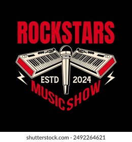 Rock music festival logo sign badge vector isolated. Vintage hard rock festival and rockers music club logo with retro style vector design. Design elements for rock and roll music festival