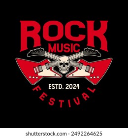 Rock music festival logo sign badge vector isolated. Vintage hard rock festival and rockers music club logo with retro style vector design. Design elements for rock and roll music festival