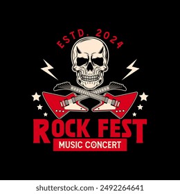 Rock music festival logo sign badge vector isolated. Vintage hard rock festival and rockers music club logo with retro style vector design. Design elements for rock and roll music festival