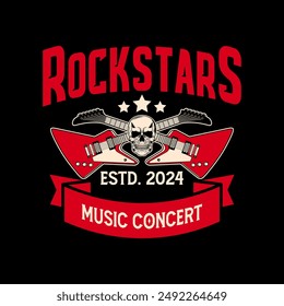 Rock music festival logo sign badge vector isolated. Vintage hard rock festival and rockers music club logo with retro style vector design. Design elements for rock and roll music festival