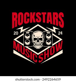 Rock music festival logo sign badge vector isolated. Vintage hard rock festival and rockers music club logo with retro style vector design. Design elements for rock and roll music festival