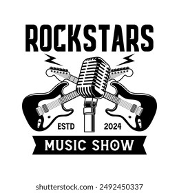 Rock music festival logo sign badge vector isolated. Vintage hard rock festival and rockers music club logo with retro style vector design. Design elements for rock and roll music festival