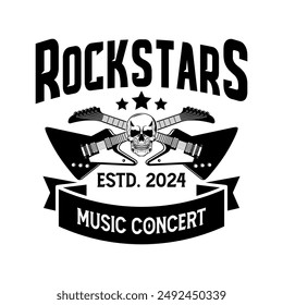 Rock music festival logo sign badge vector isolated. Vintage hard rock festival and rockers music club logo with retro style vector design. Design elements for rock and roll music festival