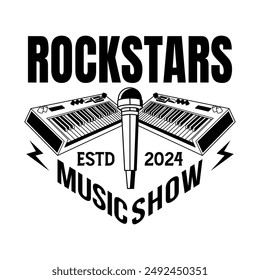 Rock music festival logo sign badge vector isolated. Vintage hard rock festival and rockers music club logo with retro style vector design. Design elements for rock and roll music festival