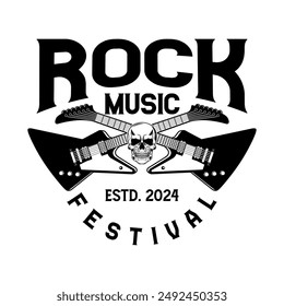 Rock music festival logo sign badge vector isolated. Vintage hard rock festival and rockers music club logo with retro style vector design. Design elements for rock and roll music festival