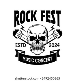 Rock music festival logo sign badge vector isolated. Vintage hard rock festival and rockers music club logo with retro style vector design. Design elements for rock and roll music festival